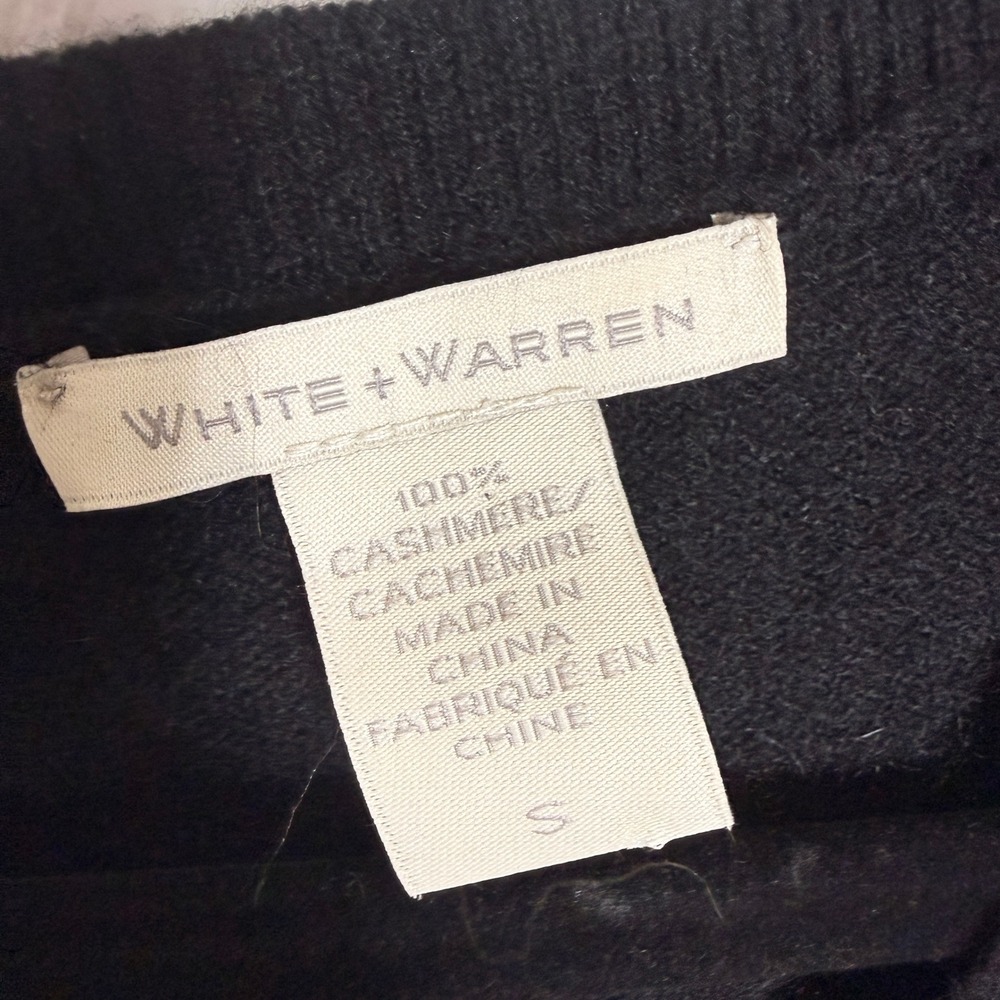 White + Warren Black 100% Cashmere Long Sleeve Button Back Sweater Dress Small - Picture 4 of 6
